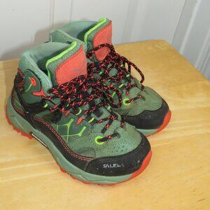 SALEWA Kids Hiking Boots Jr ALP Trainer Mid GTX Gore Tex Green Size 9.5